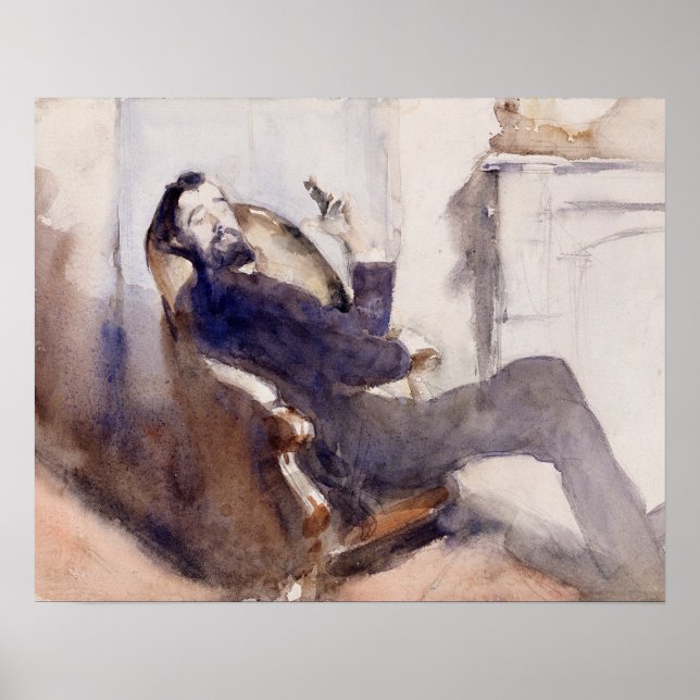 Poster John Singer Sargent -Portrait de Paul-Cesar Helleu (Devant)