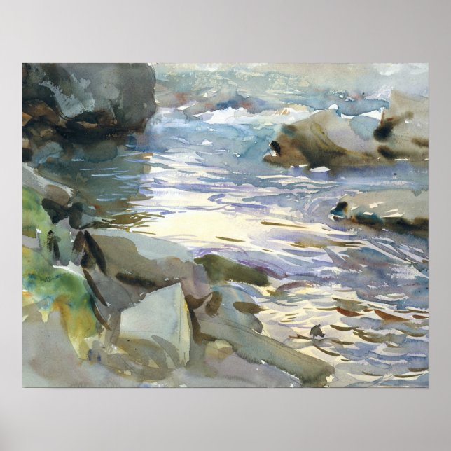 Poster John Singer Sargent - Stream et Rocks (Devant)