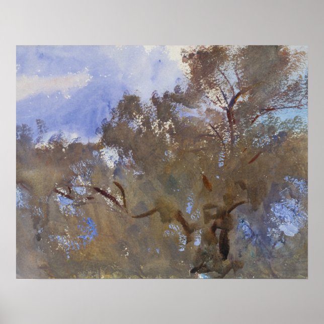 Poster John Singer Sargent - Treetops contre Sky (Devant)