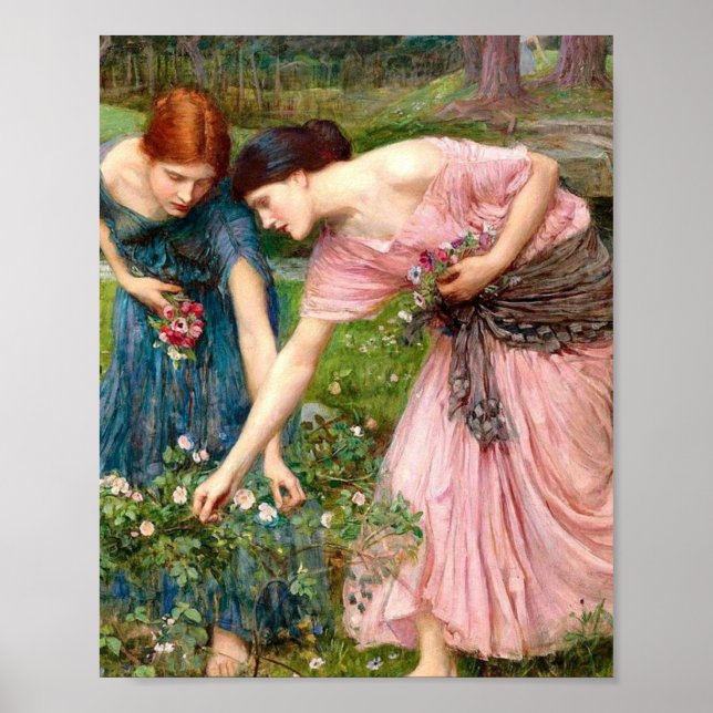 Poster John William Waterhouse Gather Ye Rosebuds (Devant)