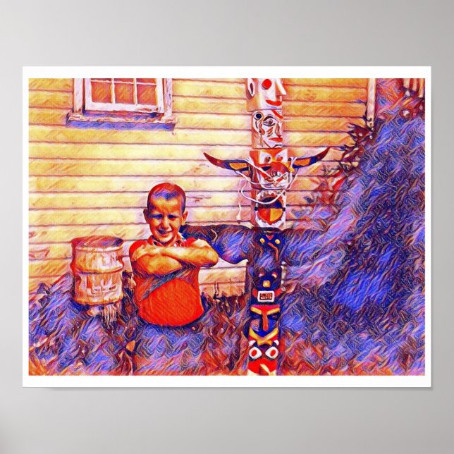Poster Johnny et le Totem, Psych, Carte Postale Art Moder (Devant)