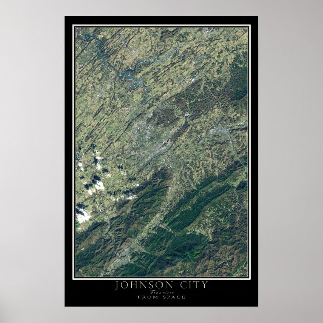 Poster Johnson City Tennessee De Space Satellite Carte (Devant)