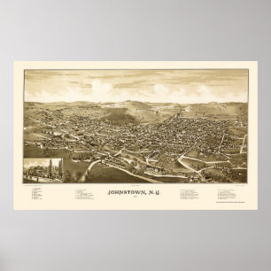 Poster Johnstown, carte panoramique de NY - 1888
