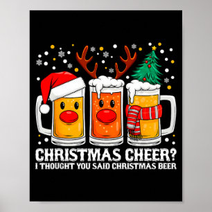 Poster Joie de Noël Renne Drôle Bière Boisson de Noël