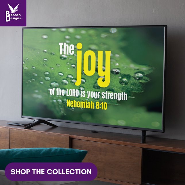 Poster JOIE DU SEIGNEUR Christian Frame Art pour TV (Vibrant greenery with Christian JOY OF THE LORD art for your display TV)