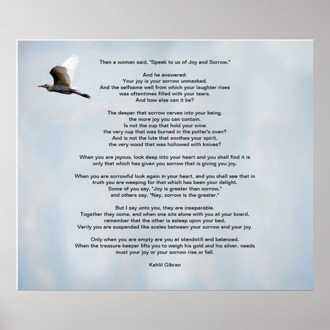 Poster Joie et chagrin par Kahlil Gibran (Devant)