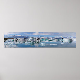 Poster Jokulsarlon Glacial Lake in Iceland Panorama