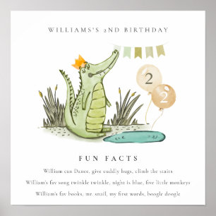 Poster Joli Alligator à Chompe dans Marais Fun Facts Anni