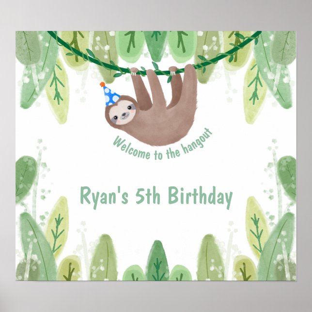 Poster Joli anniversaire bienvenue paresse dans le casque (Devant)