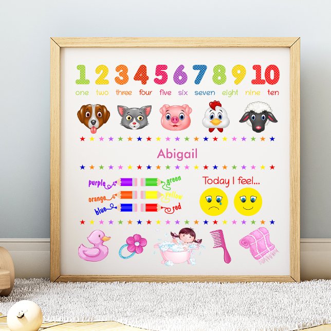Poster Joli apprentissage personnalisé pour petite fille (Créateur téléchargé)