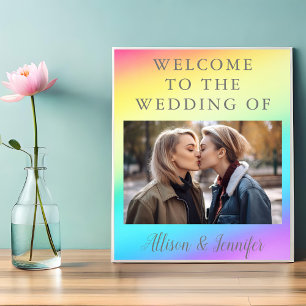 Poster Joli arc-en-ciel Mariage photo personnalisé Bienve