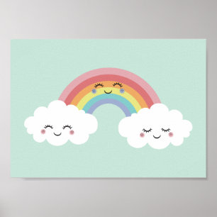 Poster Joli arc-en-ciel Nuages Salle pour enfants Imprime