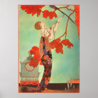 Joli Art Nouveau français Cage à oiseaux perroquet