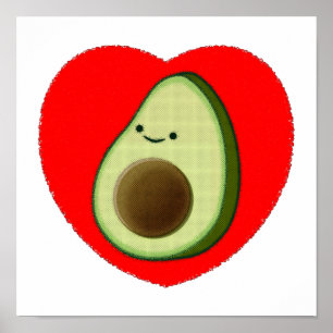Poster Joli Avocat Dans Un Cœur Rouge