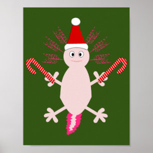 Poster Joli Axolotl de Noël