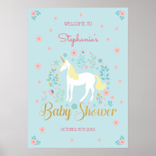 Poster Joli Baby shower de Parties scintillant d'or Unico