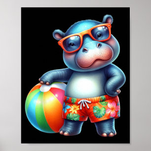 Poster Joli ballon de plage de vacances d'été branché