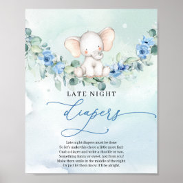 Poster Joli bébé éléphant bleu Late Night Diapers jeu