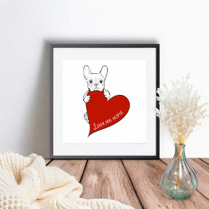Poster Joli Bouledogue Français avec un Cœur Rouge