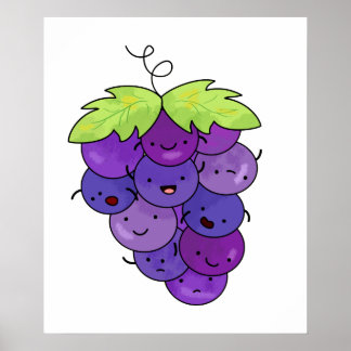 Poster Joli Bunch De Raisins Kawaii