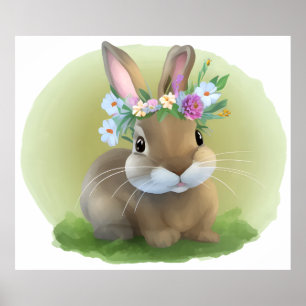 Poster Joli Bunnyfor Pâques pour une humeur positive Post