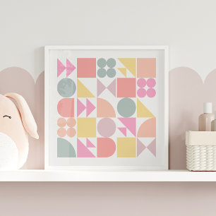 Poster Joli carré de mur de nurserie géométrique pastel