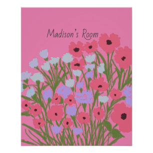 Poster Joli charme floral coloré + Nom personnalisé