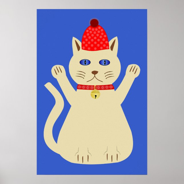 Poster Joli Chat de Noël (Devant)