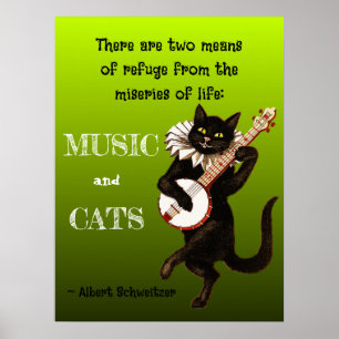Poster Joli chat musical Deux moyens de refuge Schweitzer