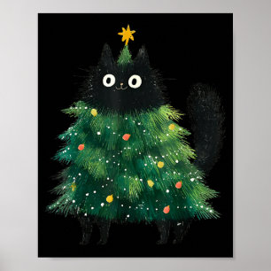 Poster Joli Chat Noir Dans L'arbre De Noël Amateur De Cha