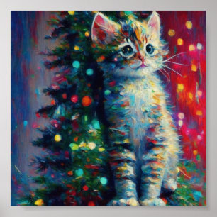 Poster Joli chaton de Noël