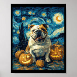 Poster Joli chien bouledogue anglais Halloween Jack O Lan