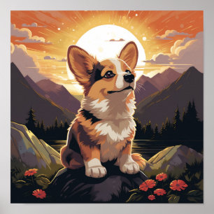 Poster Joli chiot Corgi Pembroke Gallois