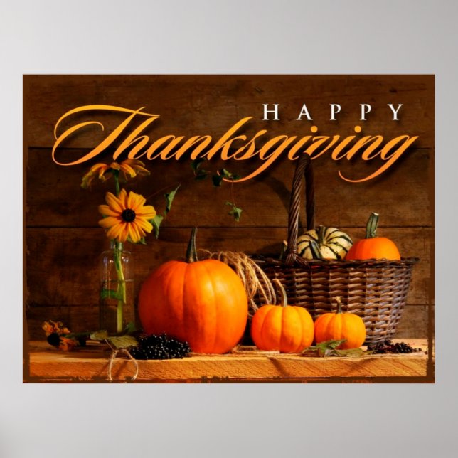 Poster Joli Citrouille de Thanksgiving (Devant)
