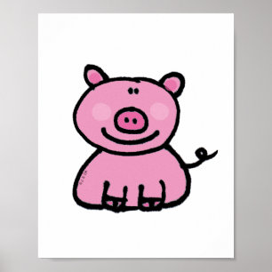 Poster Joli Cochon Rose Dessin Animé
