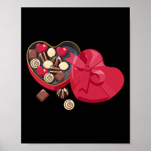 Poster Joli cœur de chocolat bonbon d'amour Saint Valenti