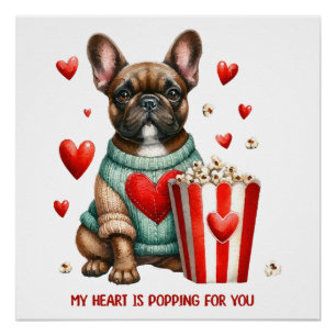 Poster Joli cœur de la Saint-Valentin de Bouledogue Franç