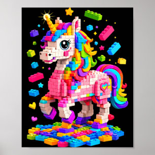 Poster Joli constructeur maître licorne construisant des