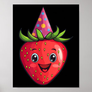 Poster Joli Costume de Fraise Pour Fruits Et Chapeau de F