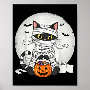 Poster Joli costume de mummy chat noir Halloween drôle to
