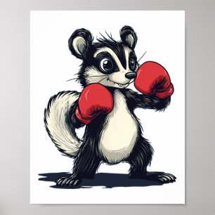 Poster Joli Costume De Skunk Avec Mitts De Boxe