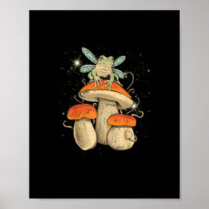 Poster Joli Cottagecore Champignon Grenouille Style Gobli