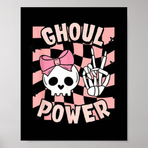 Poster Joli crâne rose de fille drôle d'Halloween