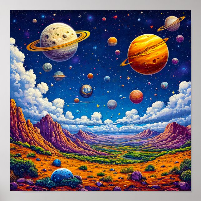 Poster Joli décor spatial pour enfants (Devant)
