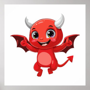 Poster Joli diable volant de dessin animé