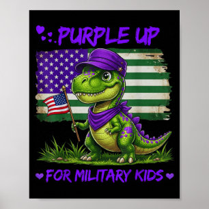 Poster Joli Dinosaure Violet Mois de l'Armée de la Journé
