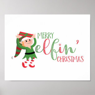 Poster Joli Elf Joyeux Elfin Noël