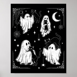 Poster Joli fantôme tenant un chat drôle Halloween hommes