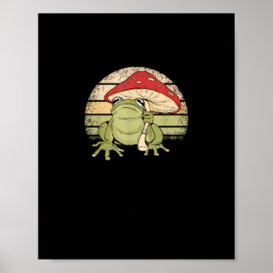 Poster Joli Frog Cottagecore Champignon Goblincore Crapau