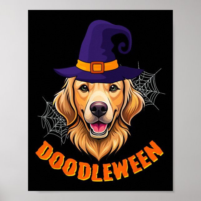 Poster Joli Goldendoodle Halloween Éffrayant Golden Doodl (Devant)